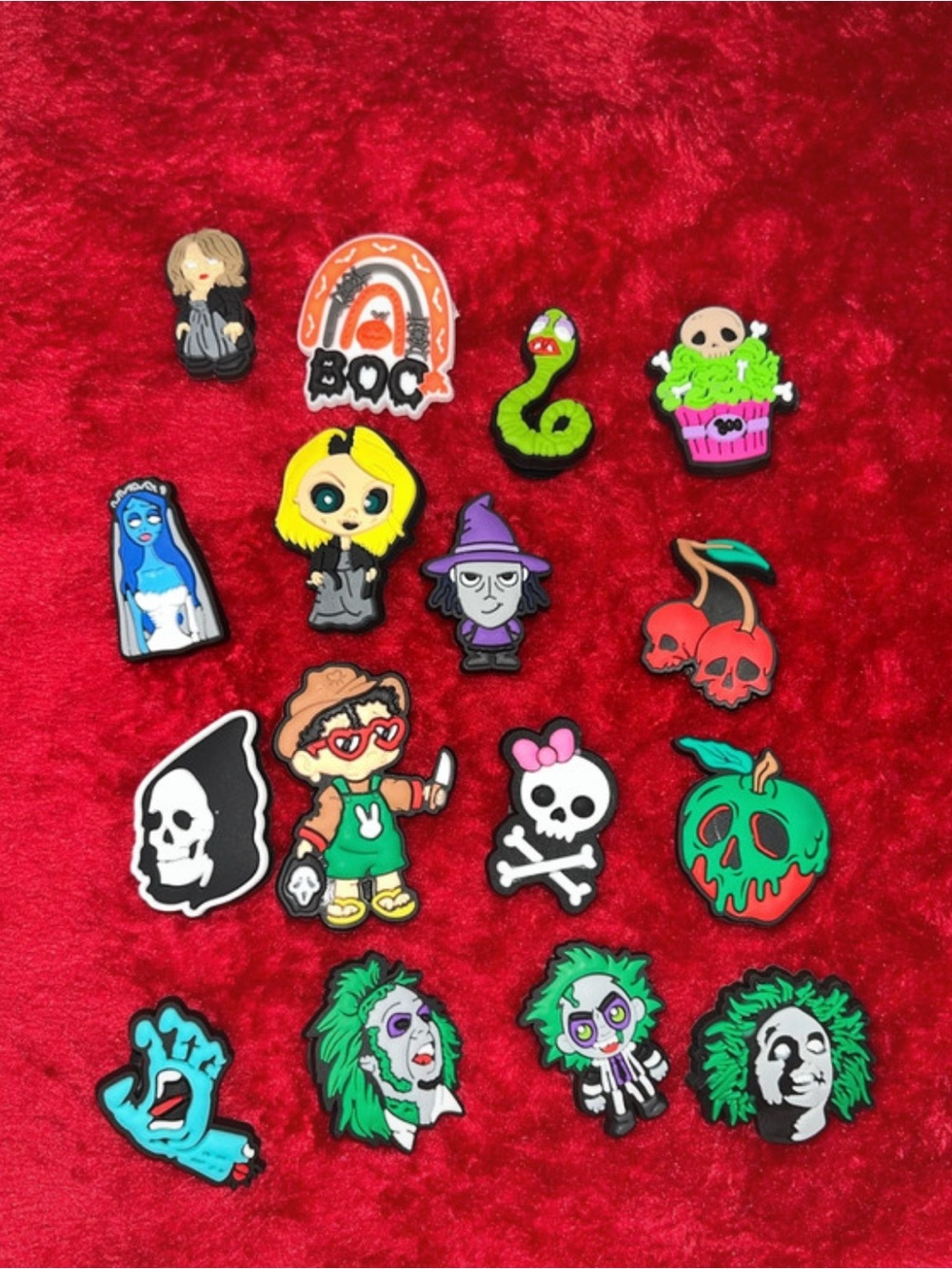 CROCS Halloween Jibbitz Mix - Green, Red, Yellow, Purple, Black, White